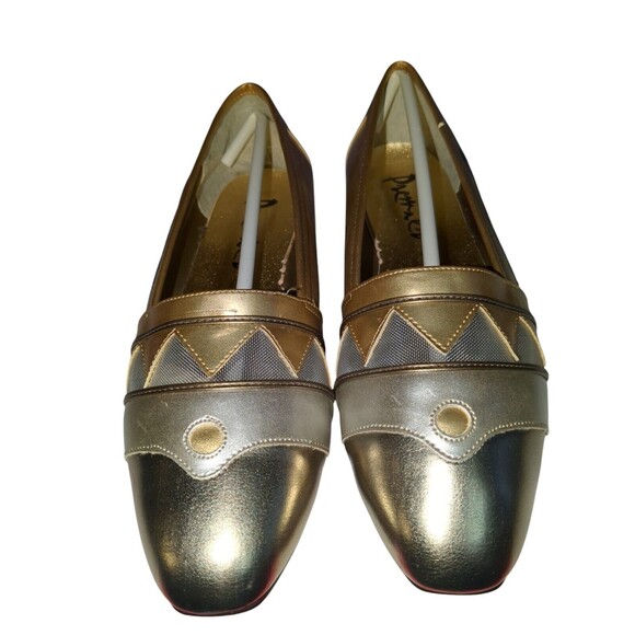 Premier Collection Vtg 90s Gold -Silver Metallic Low Heel Slip-on  Womens 7 - Picture 1 of 8